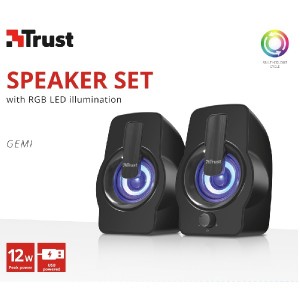 Trust 2.0 GEMI RGB 12W RMS ILUMINACION LED ALIMENTADOS POR USB COLOR NEGRO 22948