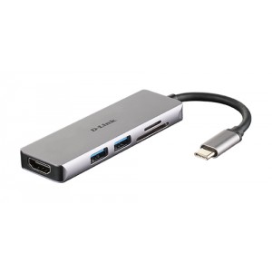 D-Link DUB-M530 base para portátil y replicador de puertos Alámbrico USB 3.0 (3.1 Gen 1) Type-C Aluminio, Negro