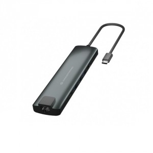 Conceptronic ADAPTADOR USB-C 9EN1 DONN06 HDMI USB-C PD USB 3.0 SD MICROSD RJ45