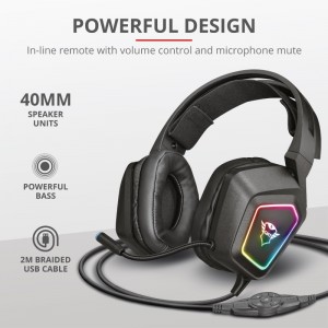 Trust AURICULARES GAMING GXT 450 BLIZZ 7.1 VIRTUAL SORROUND - RGB - ALTAVOCES ACTIVOS 40mm - CABLE 2M PC 23191