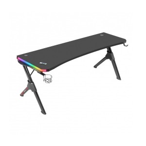 Mars gaming MESA MGD RGB XL BLACK CHASIS DE ACERO TABLERO 160X60cm ALTURA 74cm CON DISEÑO DE FIBRA DE CARBONO ILUMINACION 3D ARG