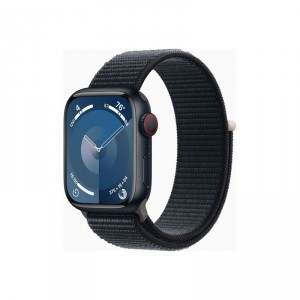 Apple Watch Series 9 (GPS + Cellular) - 41 mm - aluminio de medianoche - reloj inteligente con cinta deportiva - nailon suave de