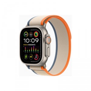 Apple Watch Ultra 2 - 49 mm - titanio - reloj inteligente con Loop Trail - nylon weave - orange / beige - tamaño de la banda: M/