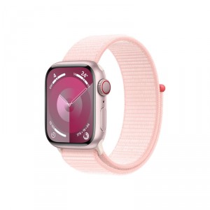 Apple Watch Series 9/ GPS/ Cellular/ 41mm/ Caja de Aluminio Rosa/ Correa Deportiva Loop Rosa Claro