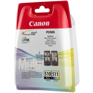 Canon PG-510 / CL-511 Multi pack - Paquete de 2 - negro, color (cian, magenta, amarillo) - original - cartucho de tinta - para P