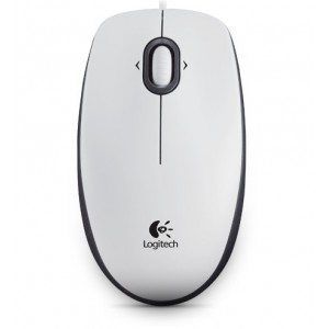 Logitech B100 - Ratón - óptico - 3 botones - cableado - USB - blanco