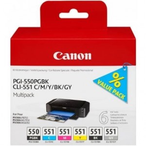 Canon PGI-550PGBK + CLI551 (PGBK/C/M/Y/BK/GY)