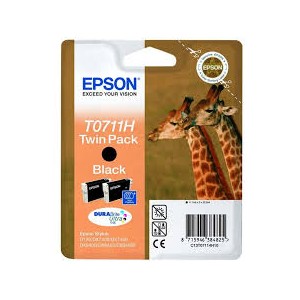 Epson T0711 Twin Pack - Paquete de 2 - gran capacidad - negro - original - blíster con alarmas de RF/acústica - cartucho de tint