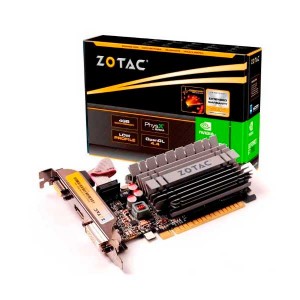 Zotac VGA GT 730 4GB DDR3 128bit, Reloj 902 / 1600MHz DVI + HDMI + VGA 2 x LP brackets, Perfil bajo ZT-71115-20L