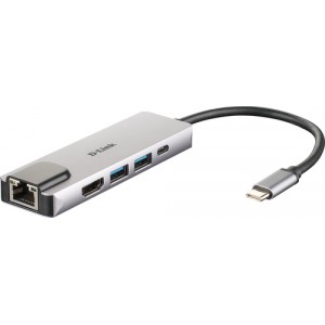 D-Link DUB-M520 base para port&aacute;til y replicador de puertos Al&aacute;mbrico USB 3.0 (3.1 Gen 1) Type-C Aluminio, Negro
