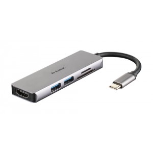 D-Link DUB-M530 base para port&aacute;til y replicador de puertos Al&aacute;mbrico USB 3.0 (3.1 Gen 1) Type-C Aluminio, Negro