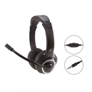 Conceptronic HEADSET POLONA CONEXION JACK 3.5MM MICROFONO FLEXIBLE CONTROL DE VOLUME COLOR NEGRO