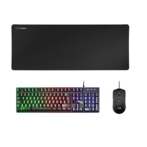 Mars gaming PACK MOUSE Y ALFOMBRILLA MCPX BLACK TELCADO HIBRIDO H-MECH MOUSE ULTRA LIGERO 10K Y ALFOMBRILLA XXL