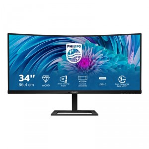 Philips E-line 346E2CUAE - LED - curvado - 34" - 3440 x 1440 UWQHD @ 100 Hz - VA - 300 cd/m&sup2; - 3000:1 - 1 ms - HDMI, Dis