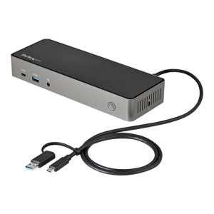 StarTech.com Dock USB-C y USB-A - Docking Station H&iacute;brida Universal para Tres Monitores DisplayPort y HDMI 4K de 60Hz - Replicad