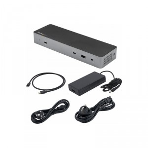 StarTech.com TB3CDK2DHUE base para port&aacute;til y replicador de puertos Al&aacute;mbrico Thunderbolt 3 Negro, Gris