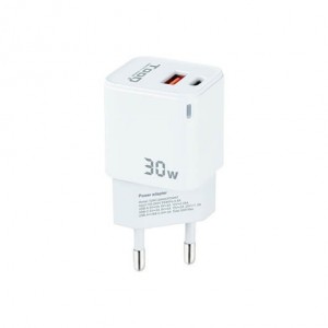 Tooq Cargador de Pared TQWC-GANQCPD30WT/ 1xUSB Tipo-C/ 1xUSB/ 30W