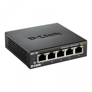 D-Link Unmanaged Copper Gigabit Ethernet Switch- 5 x 10/100/1000Mbps Auto-Negotiating Ports- IGMP Snooping- Auto-Negotiation of 