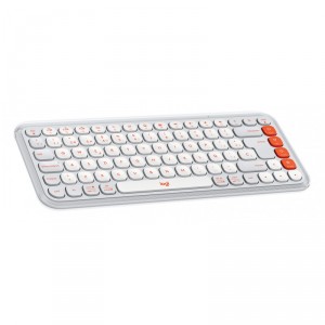 Logitech POP Icon Keys - - inal&aacute;mbrico - Bluetooth LE - QWERTY - espa&ntilde;ol - blanco apagado, naranja