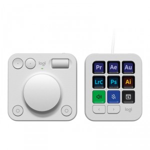 Logitech Master Series MX Creative Console - Conjunto de y de marcaci&oacute;n - retroiluminaci&oacute;n - USB-C - gris p&aacute;lido
