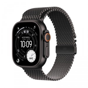 Apple Watch Ultra 3 - 49 mm - titanio negro - S&iacute; reloj inteligente con pulsera Milanese Loop - tama&ntilde;o de la banda: S - 64 GB - L