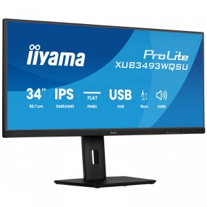 Iiyama ProLite XUB3493WQSU-B6 - LED - 34 - 3440 x 1440 UWQHD @ 120 Hz - IPS - 400 cd/m&sup2; - 1000:1 - 1 ms - 2xHDMI, Displa