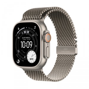 Apple Watch Ultra 3 - 49 mm - titanio natural - S&iacute; reloj inteligente con pulsera Milanese Loop - tama&ntilde;o de la banda: L - 64 GB -