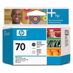 HP Cabezal de impresi&oacute;n negro fotogr&aacute;fico y gris claro HP 70