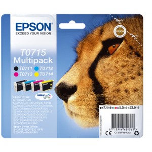 Epson T0715 5.5ml 7.4ml Negro, Cian, Magenta, Amarillo cartucho de tinta