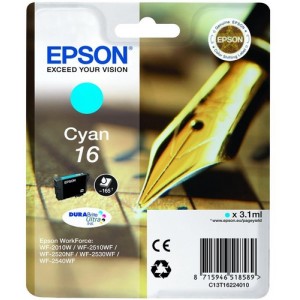 Epson C13T16224022 3.1ml 165p&aacute;ginas Cian cartucho de tinta