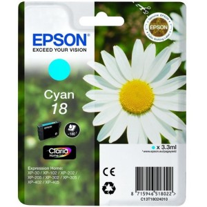 Epson C13T18024022 3.3ml 180p&aacute;ginas Cian cartucho de tinta