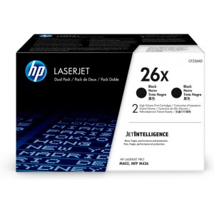 HP Paquete de 2 cartuchos de t&oacute;ner negro Originales LaserJet 26X de alta capacidad