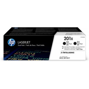 HP Paquete de 2 cartuchos de t&oacute;ner negro Originales LaserJet 201X de alta capacidad