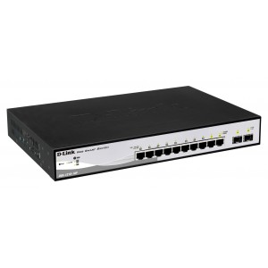 D-Link Web Smart DGS-1210-10P - Switch - Gestionable - 8 puertos 10/100/1000 (PoE+) + 2 puertos SFP - Compacto 13" sobremesa - P